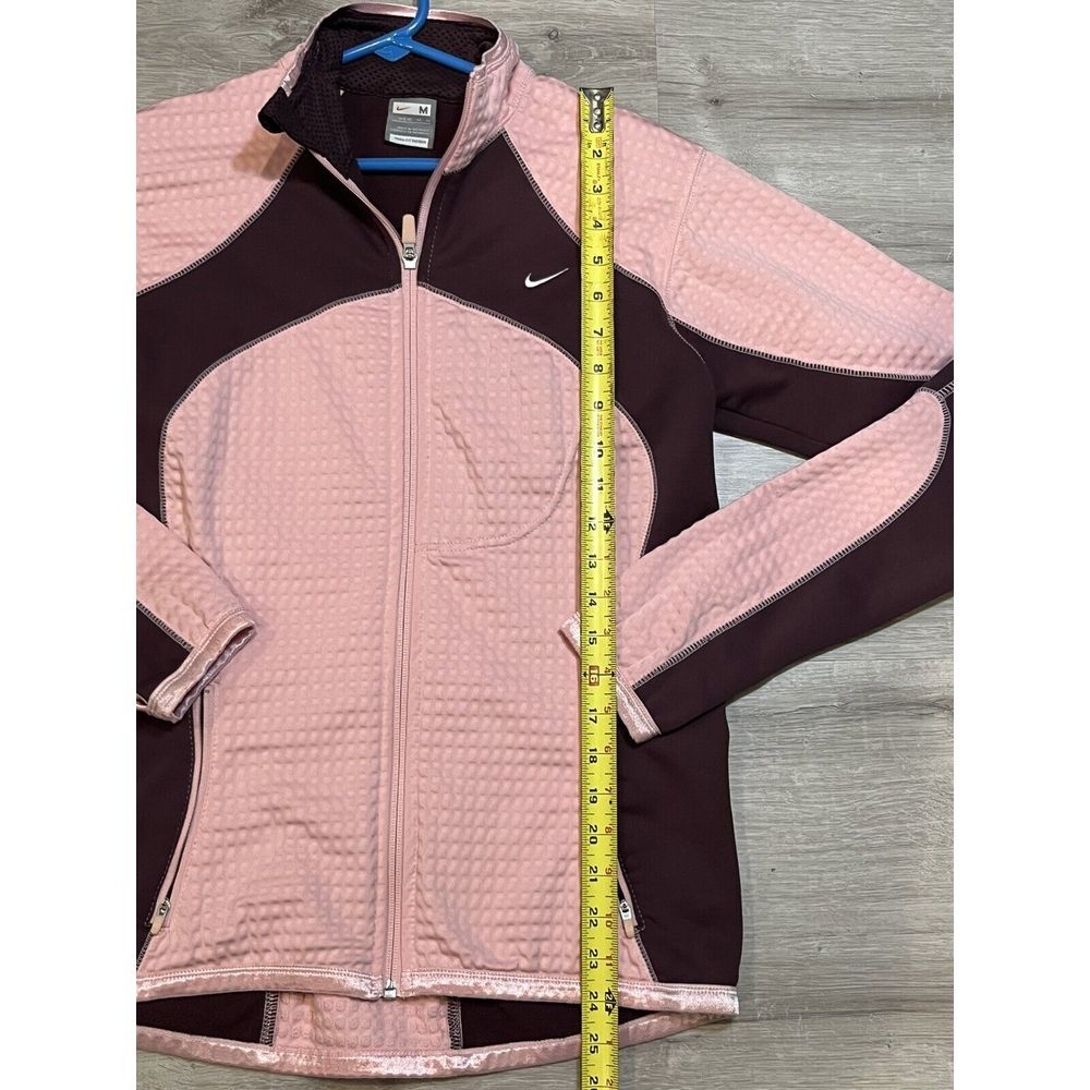 Nike FIT THERMA Track Training Full‎ Zip Mock Neck Jacket Womens M PINK Burgundy - Picture 4 of 8